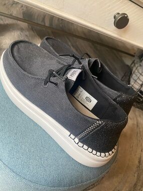 Hey Dude Black With Glitter Slip-On Shoes